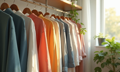 Armoire de vêtements organisée dans une chambre lumineuse