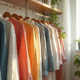 Armoire de vêtements organisée dans une chambre lumineuse