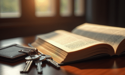 Clés classiques portefeuille et livre code civil sur bureau