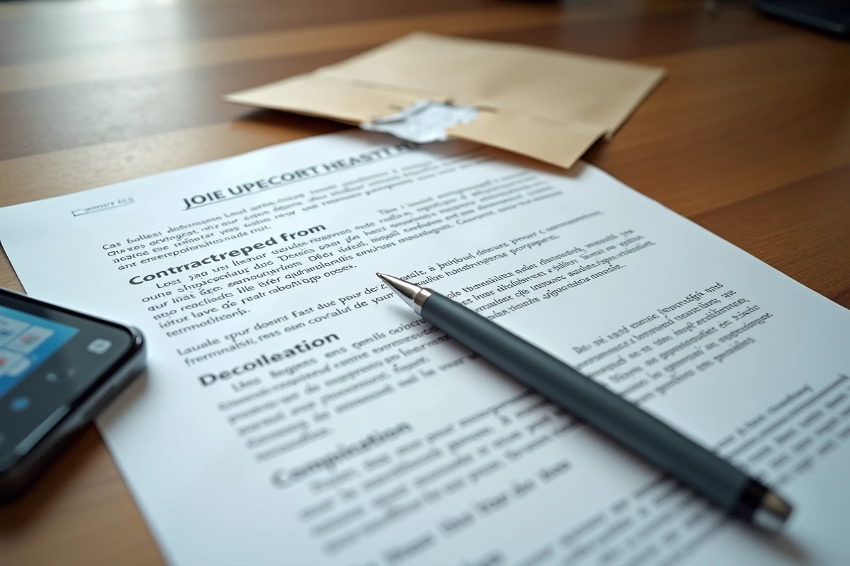 Documents de résiliation Free, contrat et calendrier de délai légal posés sur un bureau