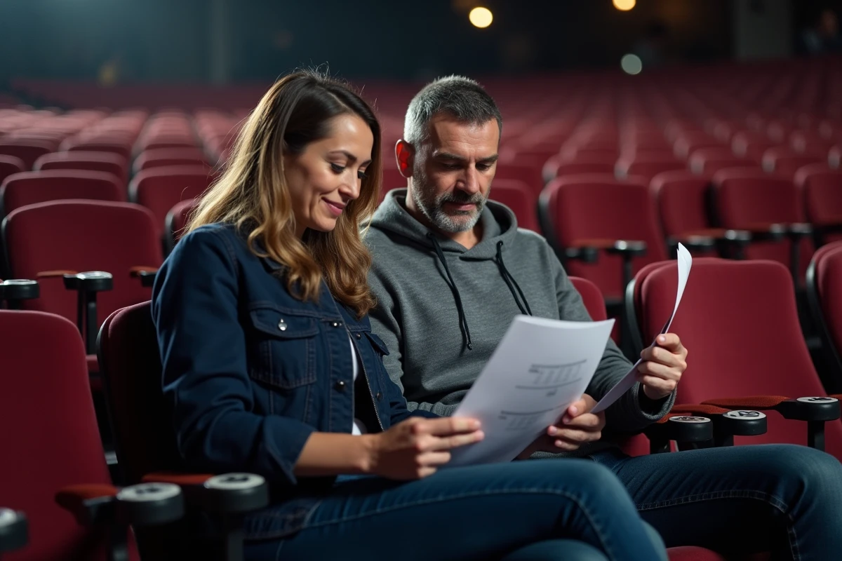 Couple consultant le plan de salle de Bercy pour choisir les meilleures places lors d'un concert