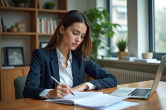 Femme d affaires concentrée dans un bureau moderne