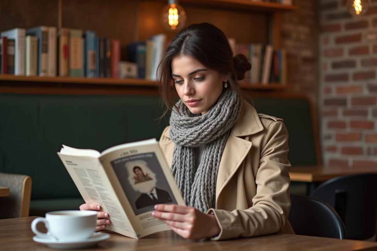 Jeune femme lisant un guide d