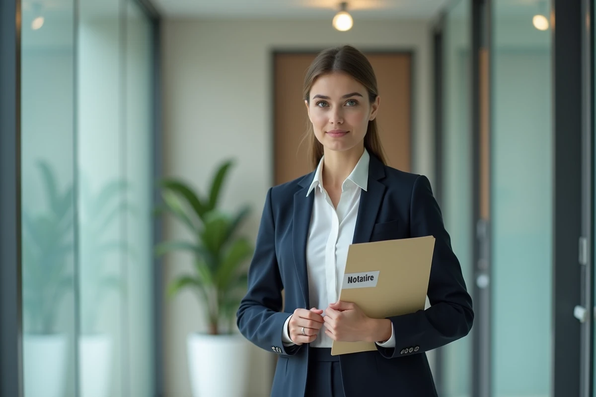 Jeune femme professionnelle tenant une enveloppe dans un couloir