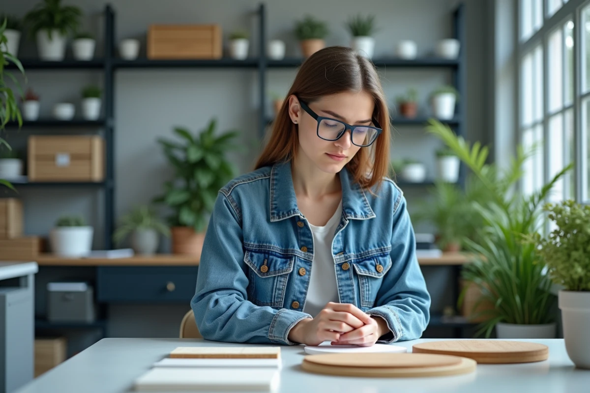 Jeune ingénieure inspectant des échantillons dans un laboratoire