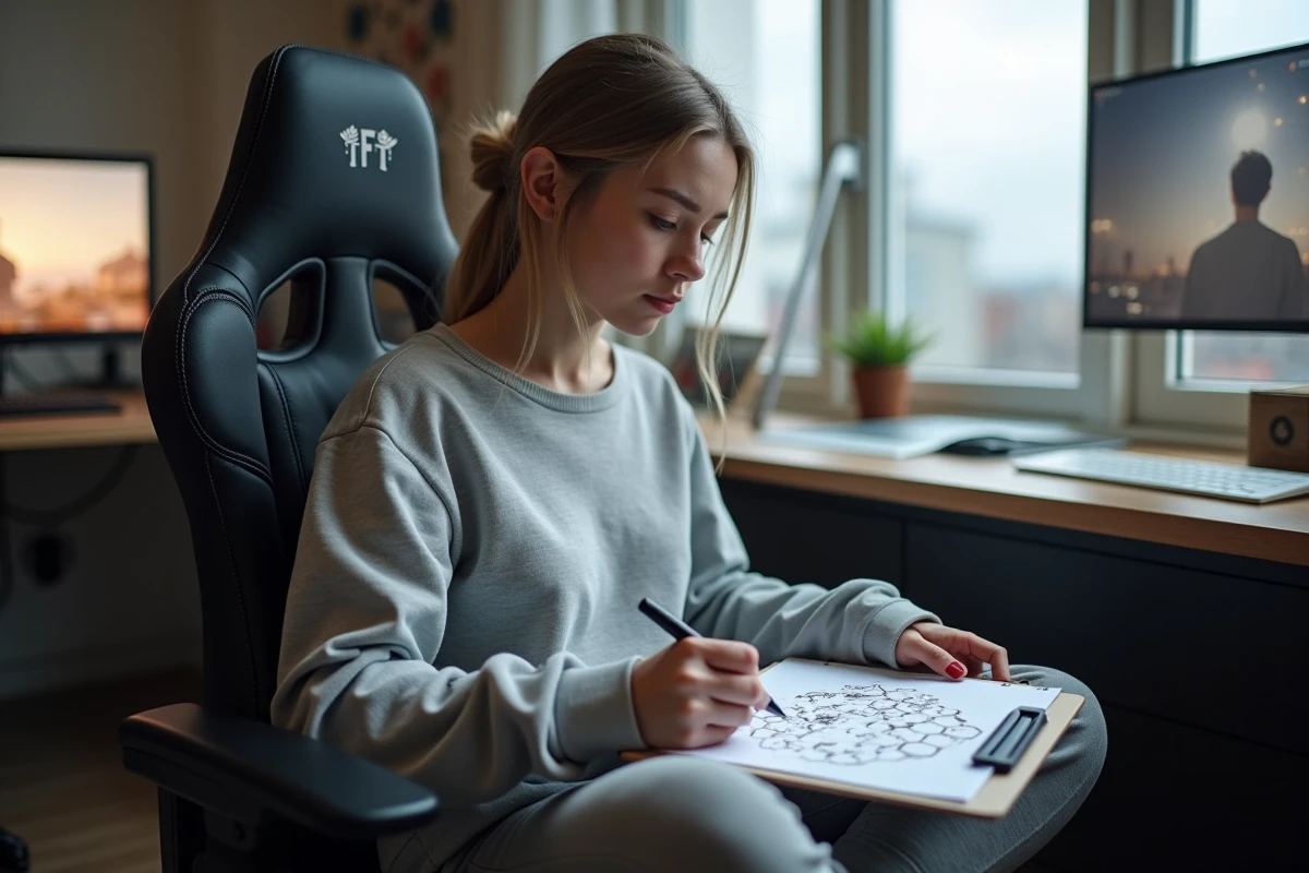Joueuse prenant des notes sur les stratégies de positionnement avancées pour optimiser une composition TFT gagnante
