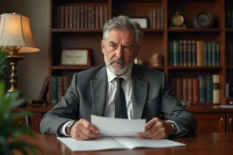 Notaire en costume dans son bureau élégant