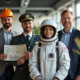 Groupe de professionnels divers dans un espace lumineux