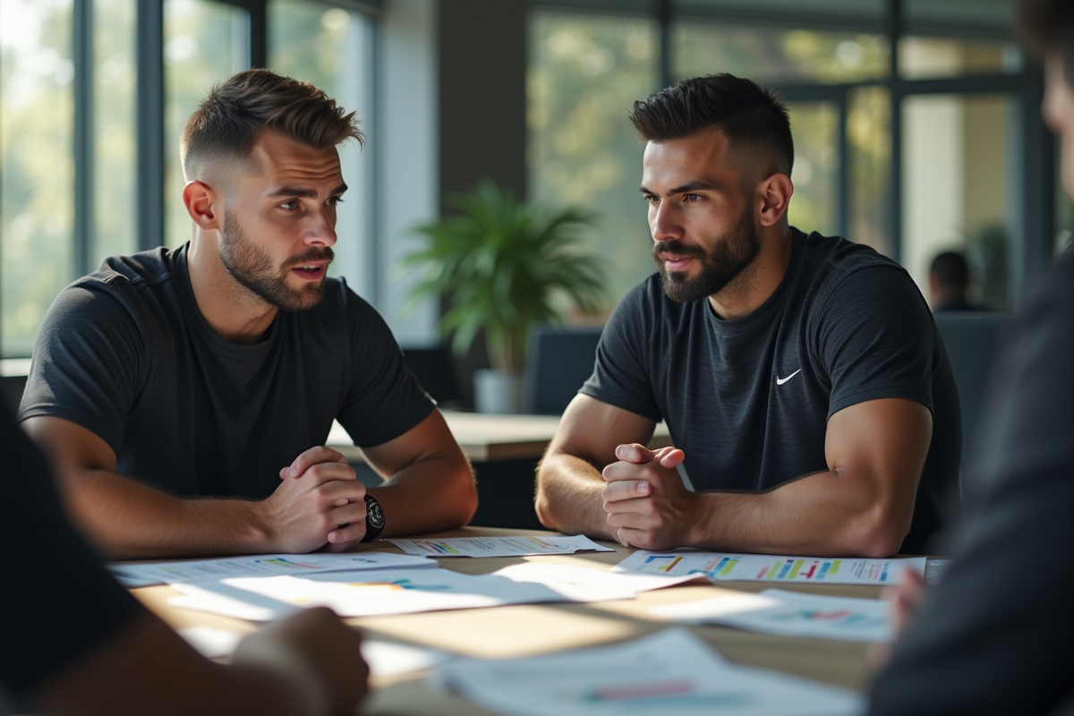 Deux athlètes de MMA en réunion de classement